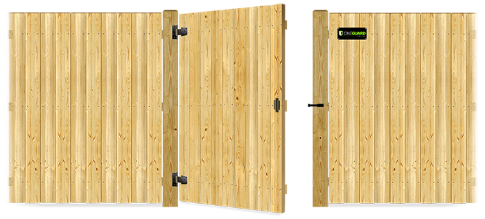 Wood gate in open position