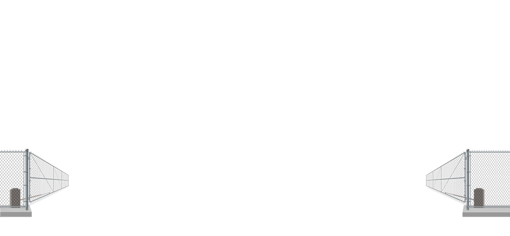 Automated chain link swing gate in open position