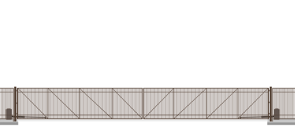 Automated Metal swing gate in closed position