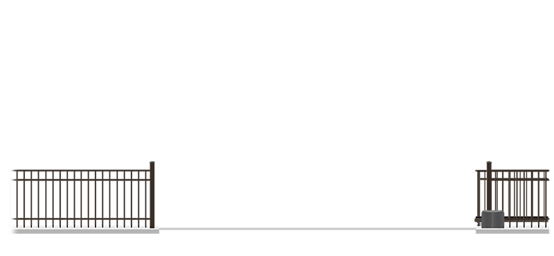 Automated Metal V-Track gate  in open position